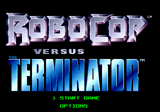 RoboCop Versus The Terminator title screen for Sega Mega Drive